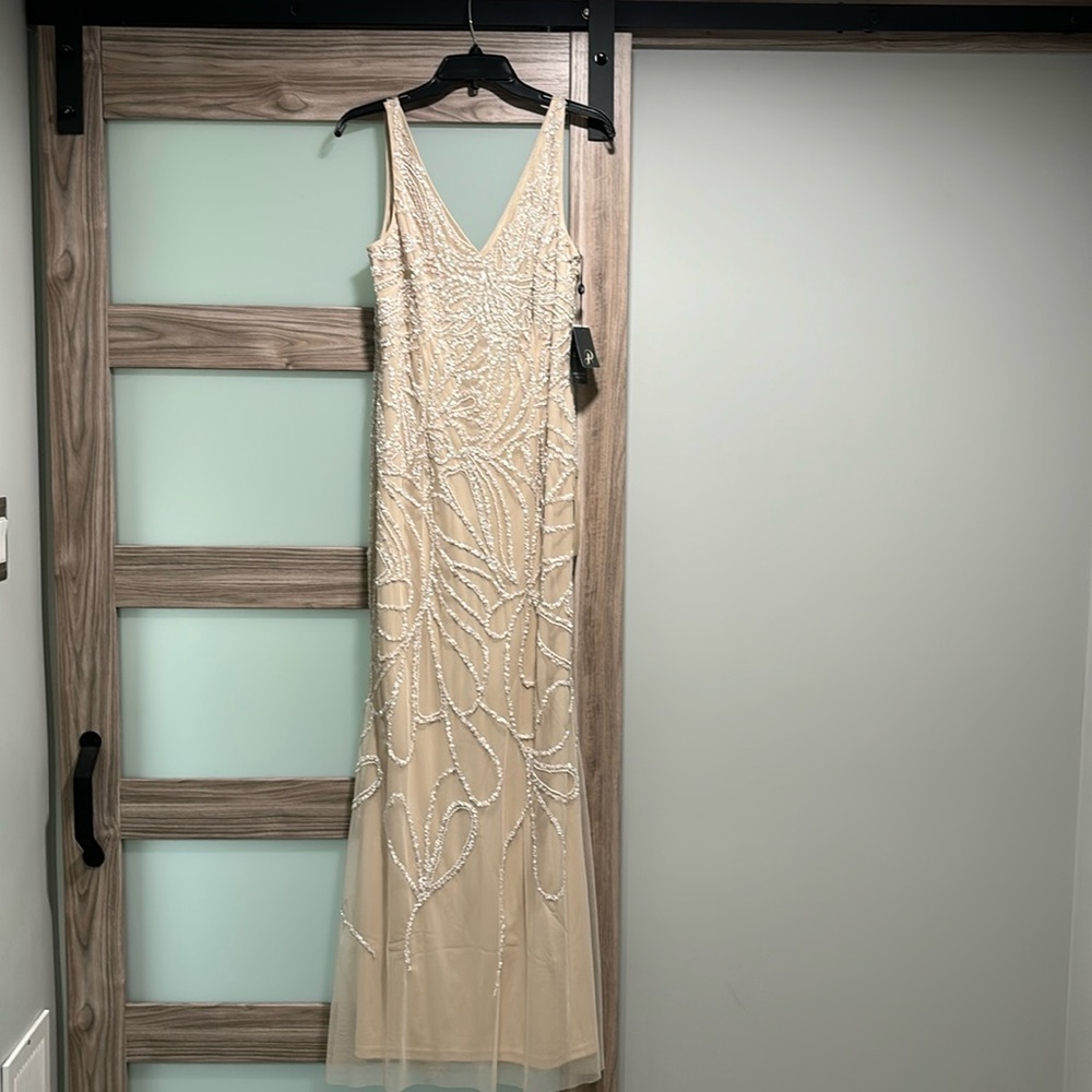 Adrianna Papell Beaded Illusion Gown